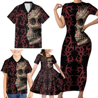 Zero F Given Skull Family Matching Short Sleeve Bodycon Dress and Hawaiian Shirt - Wonder Print Shop