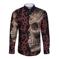 Zero F Given Skull Long Sleeve Button Shirt - Wonder Print Shop