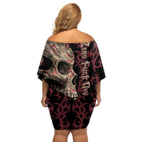 Zero F Given Skull Off Shoulder Short Dress - Wonder Print Shop