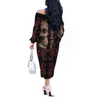 Zero F Given Skull Off The Shoulder Long Sleeve Dress - Wonder Print Shop