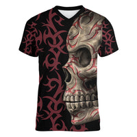 Zero F Given Skull Women V Neck T Shirt - Wonder Print Shop