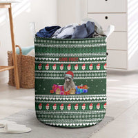 Sloth Christmas Laundry Basket with Santa Hat, Presents, and Festive Pattern - Wonder Print Shop