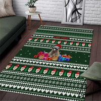 Sloth Christmas Area Rug with Santa Hat, Presents, and Festive Pattern - Wonder Print Shop