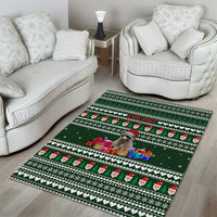 Sloth Christmas Area Rug with Santa Hat, Presents, and Festive Pattern - Wonder Print Shop