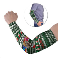 Sloth Christmas Arm Sleeves with Santa Hat, Presents, and Festive Pattern - Wonder Print Shop