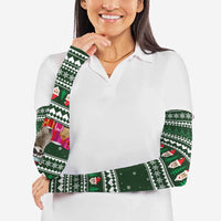 Sloth Christmas Arm Sleeves with Santa Hat, Presents, and Festive Pattern - Wonder Print Shop