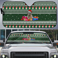 Sloth Christmas Auto Sun Shade with Santa Hat, Presents, and Festive Pattern - Wonder Print Shop