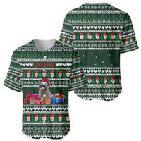 Sloth Christmas Baseball Jersey with Santa Hat, Presents, and Festive Pattern - Wonder Print Shop