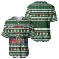Sloth Christmas Baseball Jersey with Santa Hat, Presents, and Festive Pattern - Wonder Print Shop