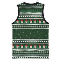 Sloth Christmas Basketball Jersey with Santa Hat, Presents, and Festive Pattern - Wonder Print Shop