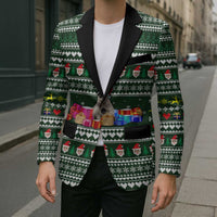 Sloth Christmas Blazer with Santa Hat, Presents, and Festive Pattern - Wonder Print Shop