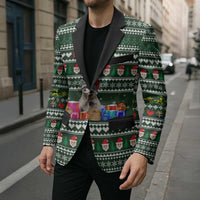 Sloth Christmas Blazer with Santa Hat, Presents, and Festive Pattern - Wonder Print Shop