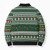 Sloth Christmas Bomber Puffer Jacket with Santa Hat, Presents, and Festive Pattern - Wonder Print Shop