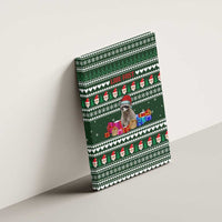 Sloth Christmas Canvas Wall Art with Santa Hat, Presents, and Festive Pattern - Wonder Print Shop