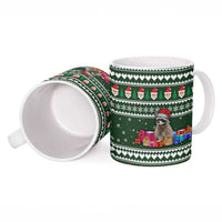 Sloth Christmas Ceramic Mug with Santa Hat, Presents, and Festive Pattern - Wonder Print Shop