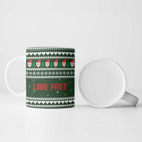 Sloth Christmas Ceramic Mug with Santa Hat, Presents, and Festive Pattern - Wonder Print Shop