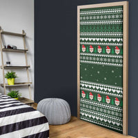 Sloth Christmas Door Cover with Santa Hat, Presents, and Festive Pattern - Wonder Print Shop