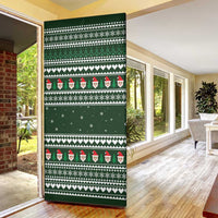 Sloth Christmas Door Cover with Santa Hat, Presents, and Festive Pattern - Wonder Print Shop