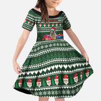 Sloth Christmas Family Matching Mermaid Dress and Hawaiian Shirt with Santa Hat, Presents, and Festive Pattern - Wonder Print Shop