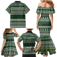 Sloth Christmas Family Matching Mermaid Dress and Hawaiian Shirt with Santa Hat, Presents, and Festive Pattern - Wonder Print Shop