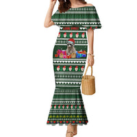Sloth Christmas Family Matching Mermaid Dress and Hawaiian Shirt with Santa Hat, Presents, and Festive Pattern - Wonder Print Shop