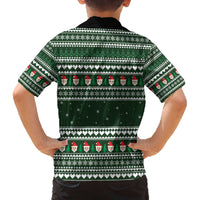 Sloth Christmas Family Matching Off The Shoulder Long Sleeve Dress and Hawaiian Shirt with Santa Hat, Presents, and Festive Pattern - Wonder Print Shop