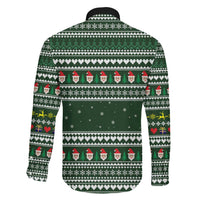 Sloth Christmas Family Matching Off The Shoulder Long Sleeve Dress and Hawaiian Shirt with Santa Hat, Presents, and Festive Pattern - Wonder Print Shop
