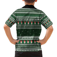 Sloth Christmas Family Matching Off Shoulder Short Dress and Hawaiian Shirt with Santa Hat, Presents, and Festive Pattern - Wonder Print Shop