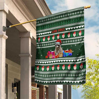 Sloth Christmas Garden Flag with Santa Hat, Presents, and Festive Pattern - Wonder Print Shop