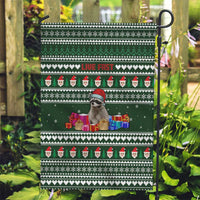 Sloth Christmas Garden Flag with Santa Hat, Presents, and Festive Pattern - Wonder Print Shop