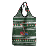 Sloth Christmas Grocery Bag with Santa Hat, Presents, and Festive Pattern - Wonder Print Shop