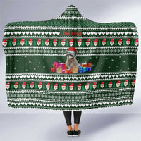 Sloth Christmas Hooded Blanket with Santa Hat, Presents, and Festive Pattern - Wonder Print Shop