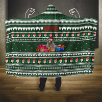 Sloth Christmas Hooded Blanket with Santa Hat, Presents, and Festive Pattern - Wonder Print Shop