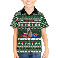Sloth Christmas Kid Hawaiian Shirt with Santa Hat, Presents, and Festive Pattern - Wonder Print Shop