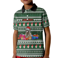 Sloth Christmas Kid Polo Shirt with Santa Hat, Presents, and Festive Pattern - Wonder Print Shop