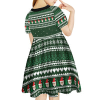 Sloth Christmas Kid Short Sleeve Dress with Santa Hat, Presents, and Festive Pattern - Wonder Print Shop