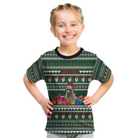 Sloth Christmas Kid T Shirt with Santa Hat, Presents, and Festive Pattern - Wonder Print Shop