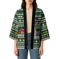 Sloth Christmas Kimono with Santa Hat, Presents, and Festive Pattern - Wonder Print Shop