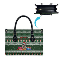 Sloth Christmas Leather Bag with Santa Hat, Presents, and Festive Pattern - Wonder Print Shop
