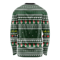 Sloth Christmas Long Sleeve Shirt with Santa Hat, Presents, and Festive Pattern - Wonder Print Shop