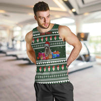 Sloth Christmas Men Tank Top with Santa Hat, Presents, and Festive Pattern - Wonder Print Shop