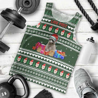 Sloth Christmas Men Tank Top with Santa Hat, Presents, and Festive Pattern - Wonder Print Shop