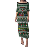 Sloth Christmas Puletasi with Santa Hat, Presents, and Festive Pattern - Wonder Print Shop