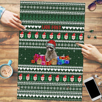 Sloth Christmas Puzzle with Santa Hat, Presents, and Festive Pattern - Wonder Print Shop