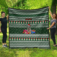 Sloth Christmas Quilt with Santa Hat, Presents, and Festive Pattern - Wonder Print Shop