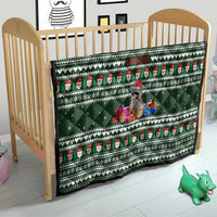 Sloth Christmas Quilt with Santa Hat, Presents, and Festive Pattern - Wonder Print Shop