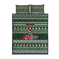 Sloth Christmas Quilt Bed Set with Santa Hat, Presents, and Festive Pattern - Wonder Print Shop