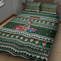 Sloth Christmas Quilt Bed Set with Santa Hat, Presents, and Festive Pattern - Wonder Print Shop