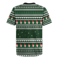 Sloth Christmas Rugby Jersey with Santa Hat, Presents, and Festive Pattern - Wonder Print Shop