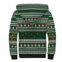 Sloth Christmas Sherpa Hoodie with Santa Hat, Presents, and Festive Pattern - Wonder Print Shop